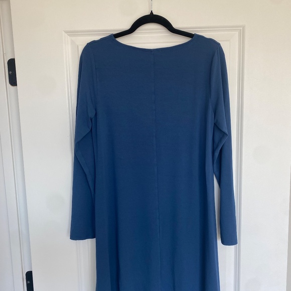 Eileen Fisher Stretch Jersey Knit Long Sleeve Dress in Blue Women's Medium - Picture 6 of 6